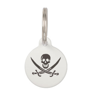 Obsidian Skull Swords Pirate flag of Calico Jack Huisdierpenning