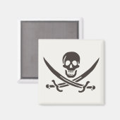 Obsidian Skull Swords Pirate flag of Calico Jack Magneet (Voorkant / Achterkant)