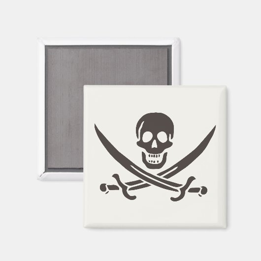 Obsidian Skull Swords Pirate flag of Calico Jack Magneet (Voorkant / Achterkant)