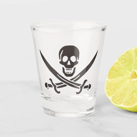 Obsidian Skull Swords Pirate flag of Calico Jack Shot Glas (Voorkant)
