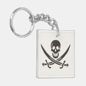 Obsidian Skull Swords Pirate flag of Calico Jack Sleutelhanger (Voorkant Links)