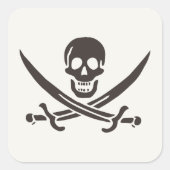Obsidian Skull Swords Pirate flag of Calico Jack Vierkante Sticker (Voorkant)