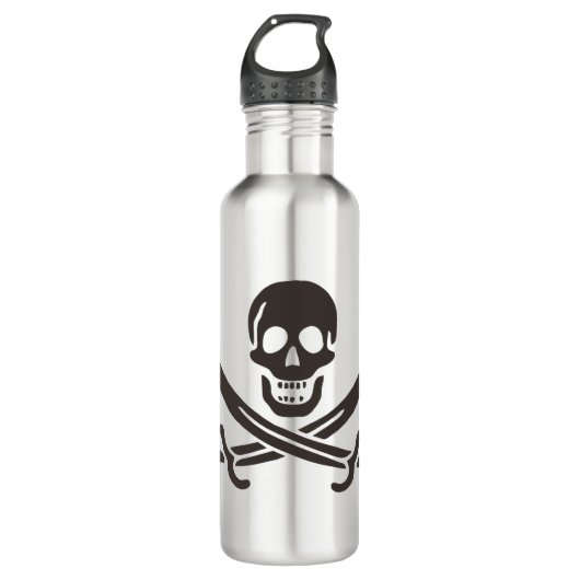 Obsidian Skull Swords Pirate flag of Calico Jack Waterfles (Voorkant)