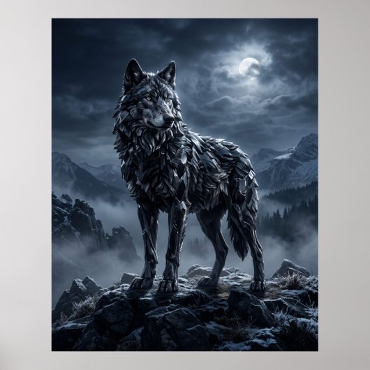 Obsidian Wolf Midnight Ridge Poster (Voorkant)