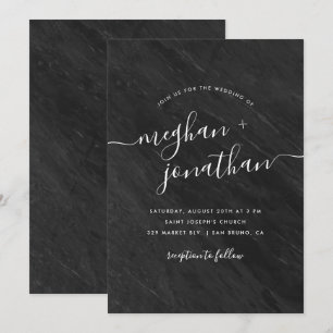 Obsidienne Faire-part de mariage en marbre noir