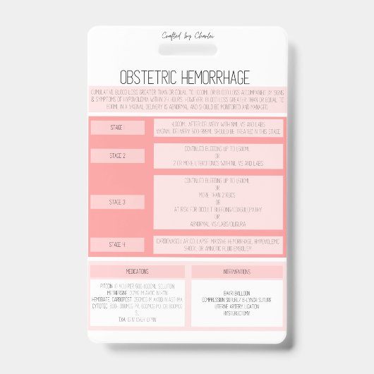 Obstetric Hemorrhage Reference Nurse Badge (Voorkant)