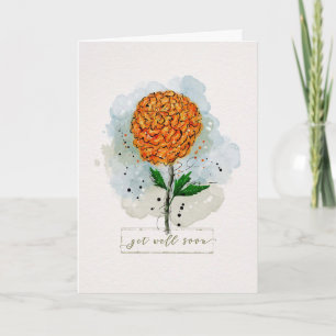 Obtenez Bien Bientôt Carte Fleur Orange Aquarelle