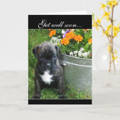 Obtenez bientôt Boxer chiot carte de voeux (Fleur jaune)