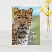 Obtenez bientôt la carte de voeux bonne de léopard (Fleur jaune)