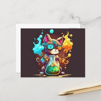 Obtenez une carte postale de chat et de création