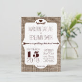 Obtenir Burlap Hitched Imprimer Invitations de mar (Debout devant)