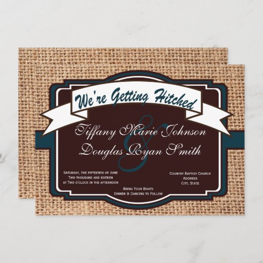 Obtenir des burlaps rustiques invitation de mariag (Devant / Derrière)