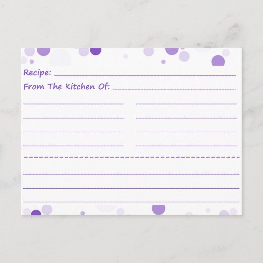 Obtenir des cartes de recette vierges (Devant)