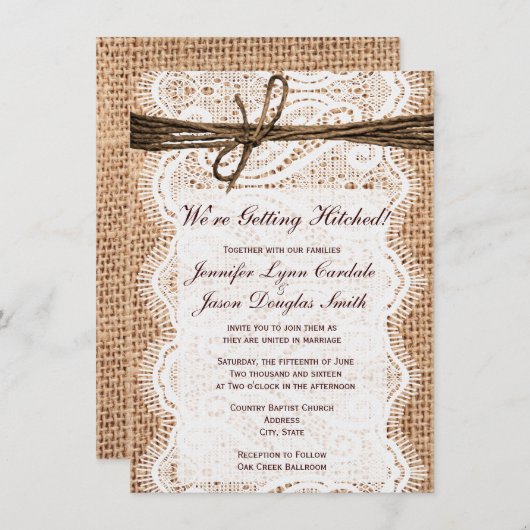 Obtenir des invitations de Mariage campagnard rust (Devant / Derrière)