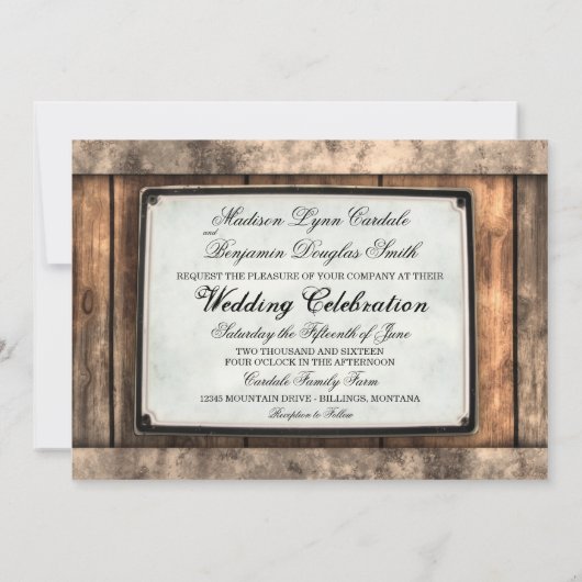 Obtenir des invitations de mariage rustique en boi (Dos)