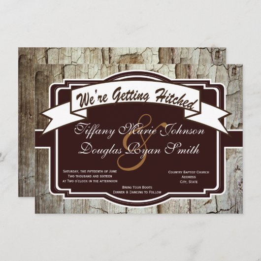 Obtenir des invitations de mariage rustique en boi (Devant / Derrière)