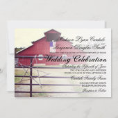 Obtenir Hitched Red Grange Mariage Invitations (Dos)