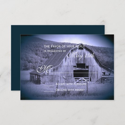Obtenir Hitched Rustic Grange Mariage RSVP Carte B (Devant / Derrière)
