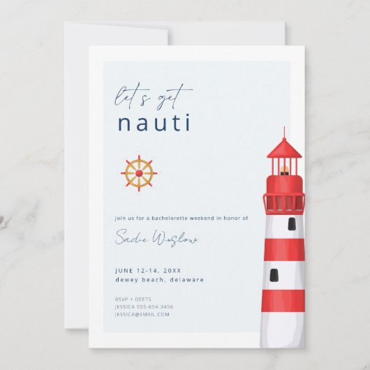 Obtenons Nauti Nautical Bachelorette Invitation (Devant)