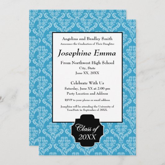 Obtention du diplôme Annoucement et invitation (Devant / Derrière)