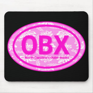 OBX Buitenbanken NC PInk Floral Beach Label Mousep Muismat