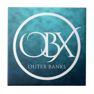 OBX Buitenste banken NC op blauwe waterachtergrond Tegeltje