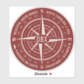 OBX Compass Buiten banken  wit donkerrood Sticker (Vel)