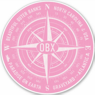OBX Compass Buiten banken Wit Roze Sticker