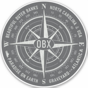 OBX Compass Buiten banken  Wit Wit Weg Sticker