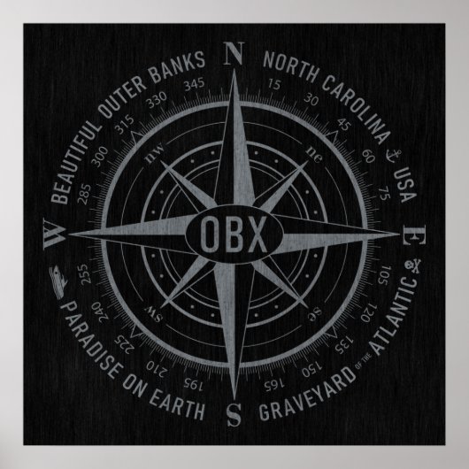 OBX Compass Buitenste Banks  Silver Black Poster (Voorkant)