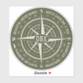 OBX Compass Outer Banks White Army Green Sticker (Vel)