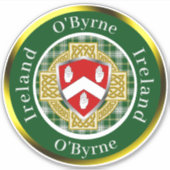 O'Byrne Irish Shield & Celtic Cross Personalized Sticker (Voorkant)