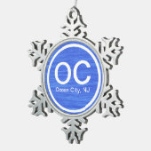 OC Ocean City NJ New Jersey Beach Kerstmis Tin Sneeuwvlok Ornament (Rechts)