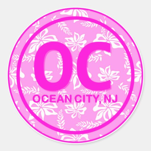 OC Ocean City NJ New Jersey Roze Strand Bloem Ronde Sticker (Voorkant)