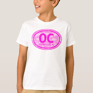 OC Ocean City NJ Pink Floral Beach Label Hoodie T-shirt