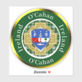 O'Cahan Irish Shield & Celtic Cross Personalized Sticker (Vel)