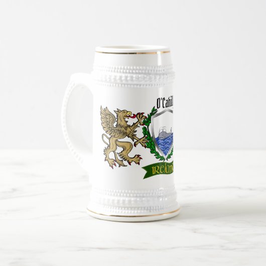 O'Cahill/Cahill Irish Shield Beer Stein Bierpul (Voorkant links)