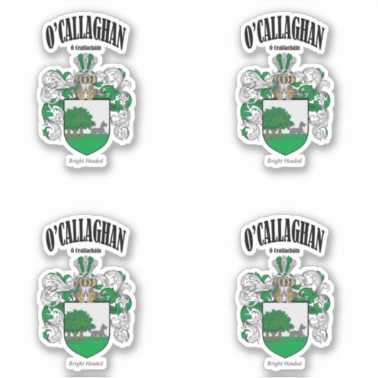 O'Callaghan Crest Ierse vertaling & betekenis (x4) Sticker (Voorkant)