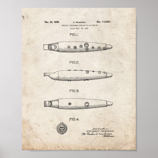 Ocarina Patent - Oude look Poster (Voorkant)
