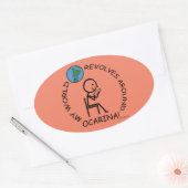 Ocarina - Wereld revolves rond ovaal teken Ovale Sticker (Envelop)