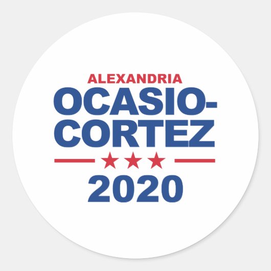 Ocasio-Cortez 2020 Ronde Sticker (Voorkant)
