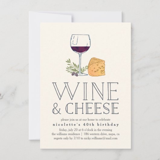 Occasion Vin et Fromage Fête Invitation (Devant)