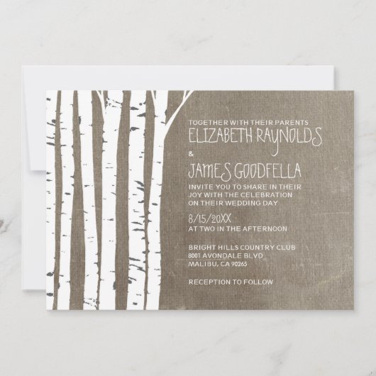 Occidental Birch Tree Wedding Invitations (Devant)