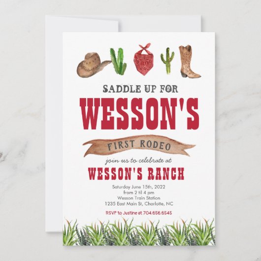 Occidental Cowboy Rodeo Invitation d'anniversaire (Devant)