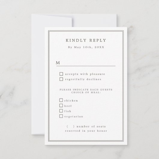 Occidental crâne long choix repas mariage RSVP (Dos)