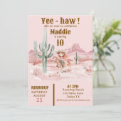 Occidentale Cowgirl rose Invitation d'anniversaire (Debout devant)