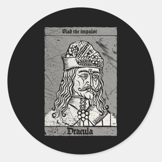 Occult Dracula - Vlad the Impaler Horror Vampire Ronde Sticker (Voorkant)