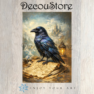 Occult Raven Decoupage Tissuepapier