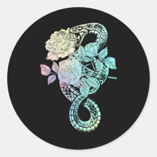 Occult Snake Rozen Wicca Pastel Gothic Witchcraft Ronde Sticker