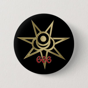 occult symbool septagram ronde button 5,7 cm